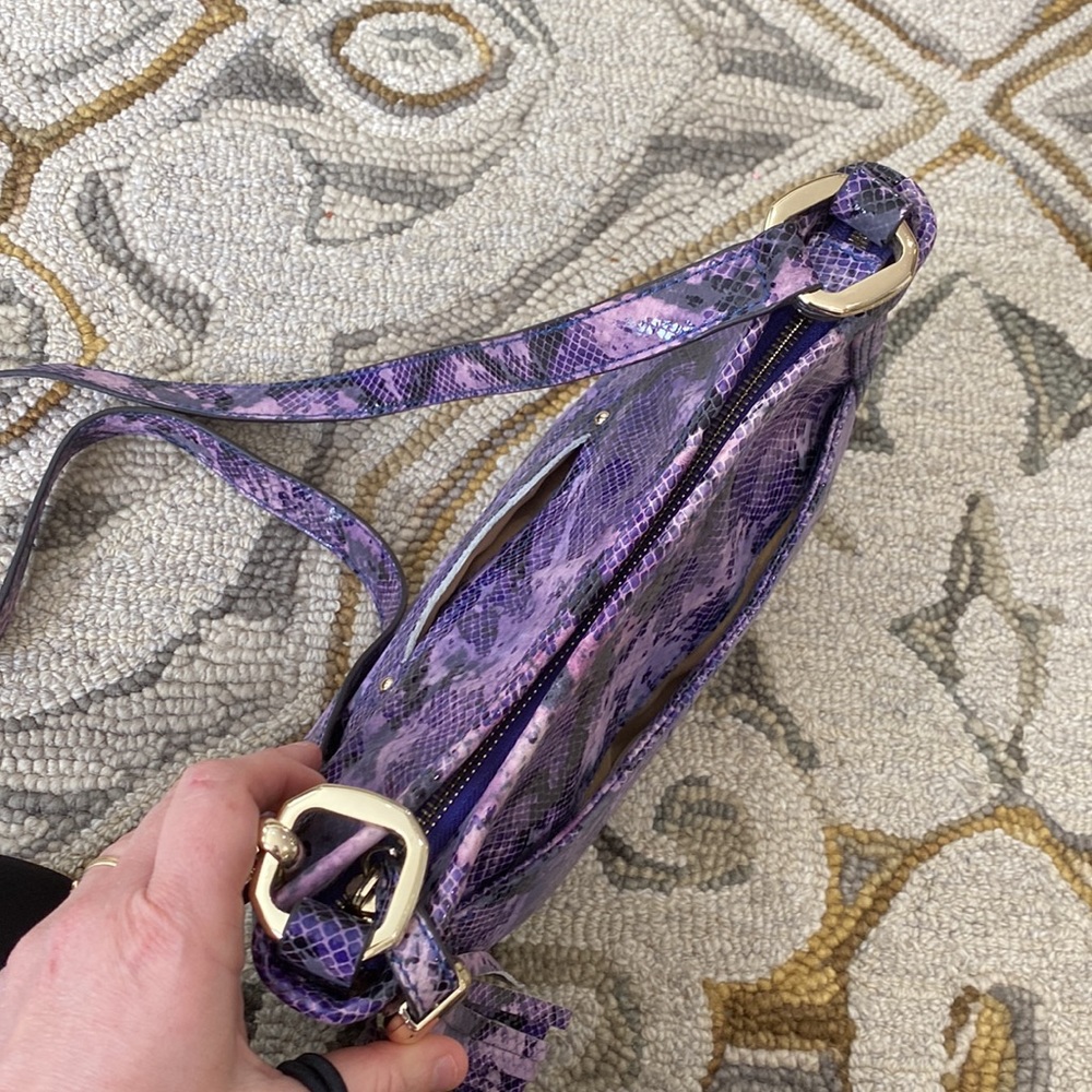 💕 B. Makowsky purple black snakeskin leather crossbody bag 💕 - Picture 10 of 14